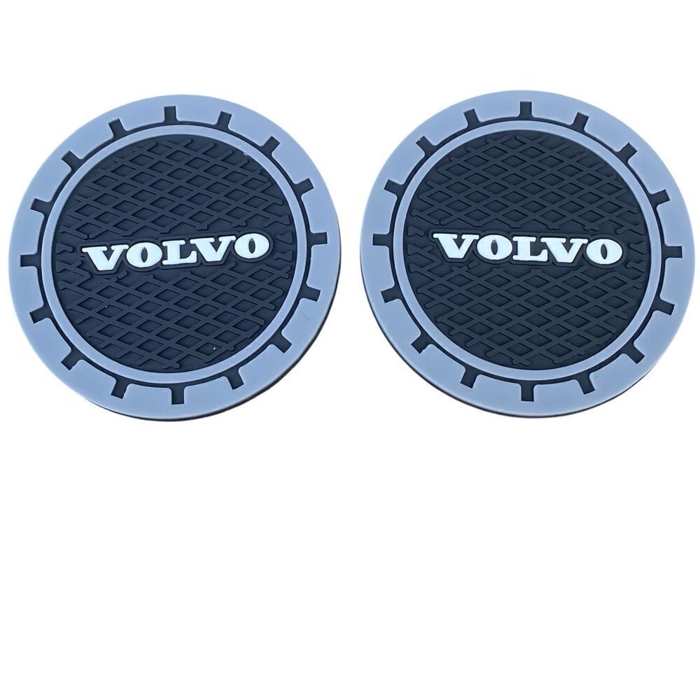 NWT New! Volvo Black Silicone Logo Car Cup Holders Mats Auto Travel